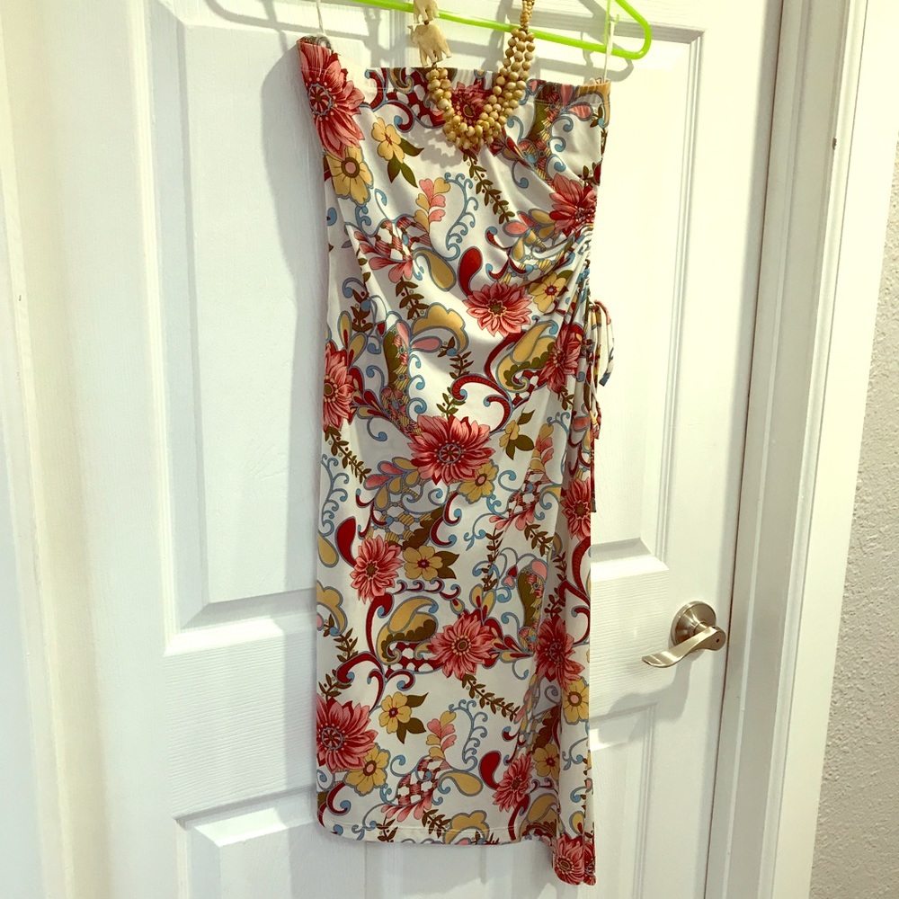 Asymmetrical Strapless Floral Sun Dress- large